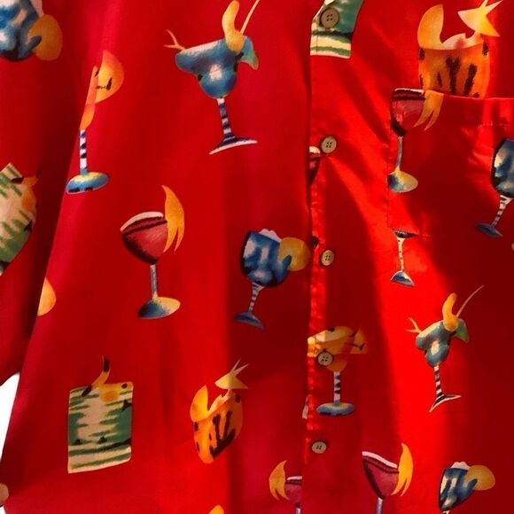 Pre Owned Men’s Basix Short Sleeve Button Up Shirt XXL Festive Comfort Party - Picture 4 of 11